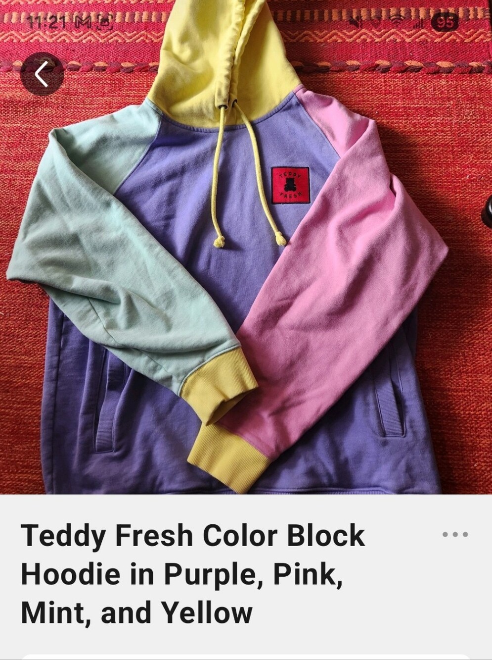 Teddy Fresh Colorblock Hoodie in Purple, Pink, Mint & Yellow - Picture 2 of 15
